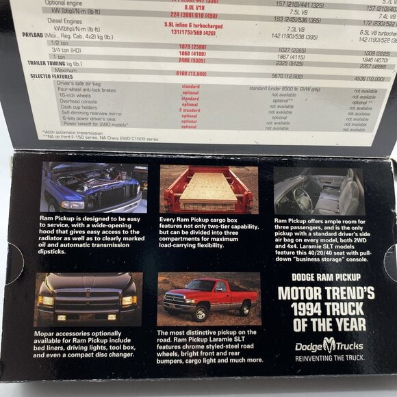 1994 Dodge Ram Pickup Truck VHS Features & Specifications Dealership Advertising - Picture 5 of 13